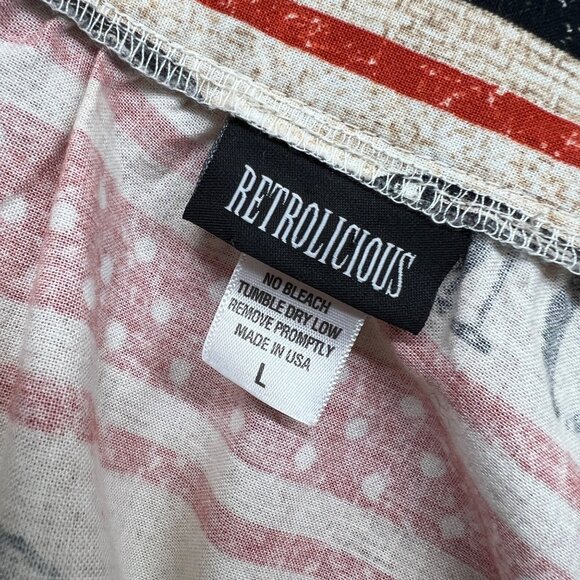 Retrolicious Home Cooked Print A-Line Skirt Beige Black Red Size Large - Picture 6 of 8